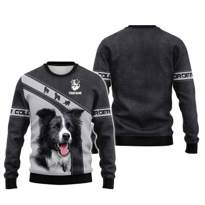 Camisetas de Border Collie con impresión 3D completa, regalo con nombre personalizado para amantes de los perros