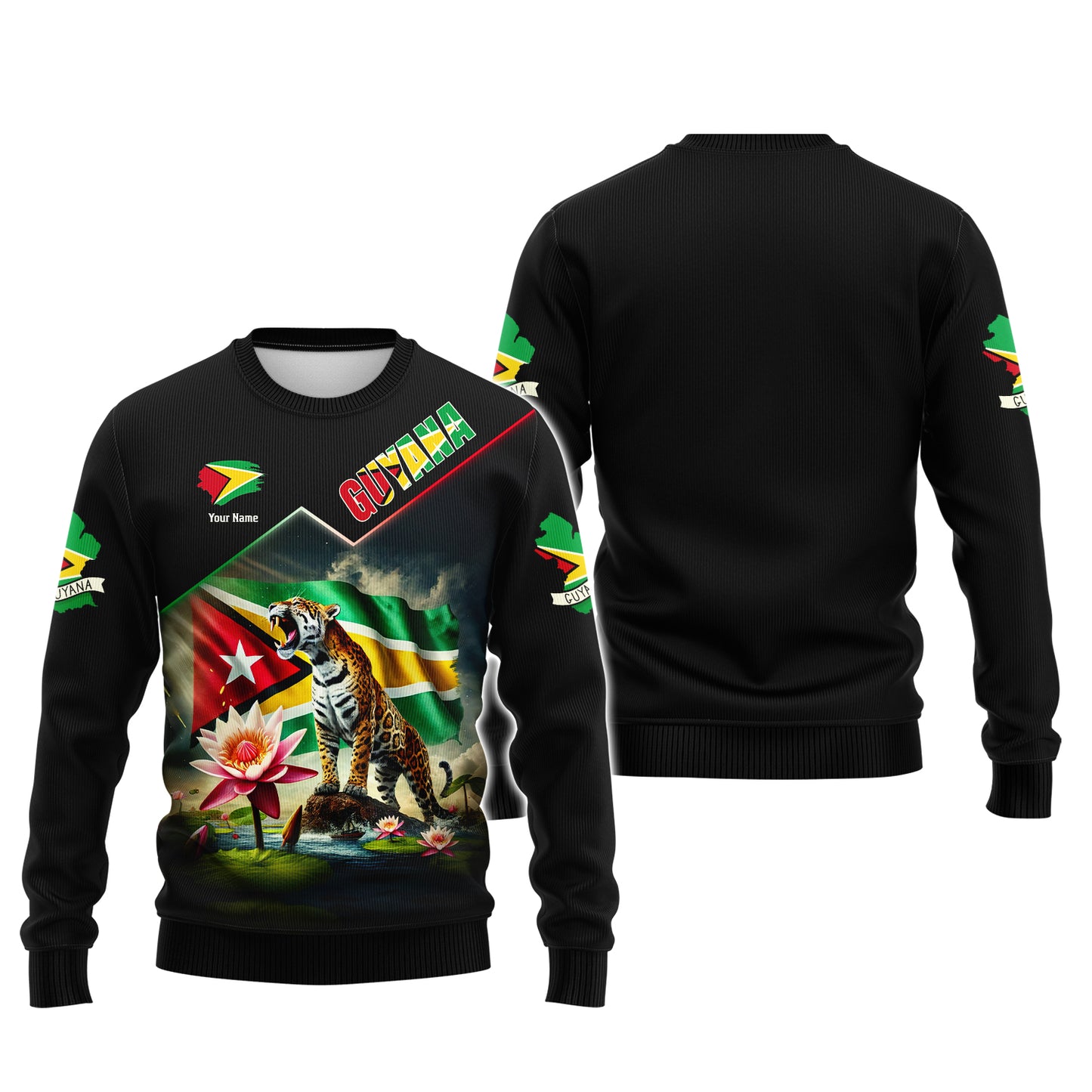 Camiseta de Guyana con impresión completa en 3D y nombre personalizado como regalo para los amantes de Guyana