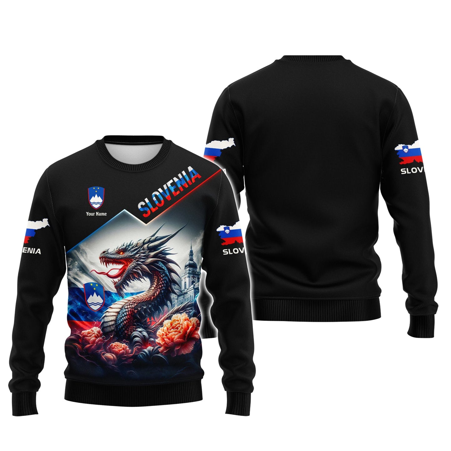 Camiseta personalizada con dragón y bandera de Eslovenia, sudadera con cremallera 3D y nombre personalizado, regalo para amantes de Eslovenia