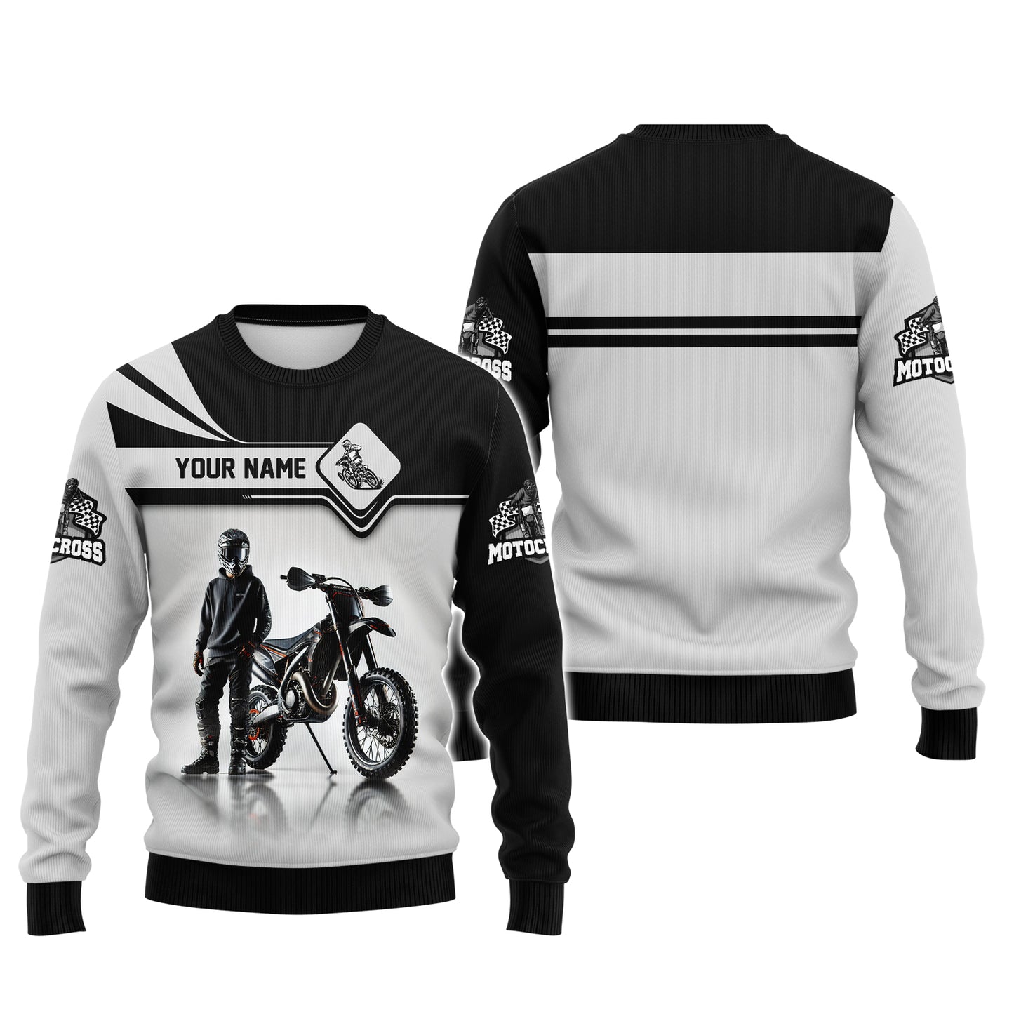 3D Full Print Motocross Zipper Hoodie Personalized Name Gift For Motocross Lovers