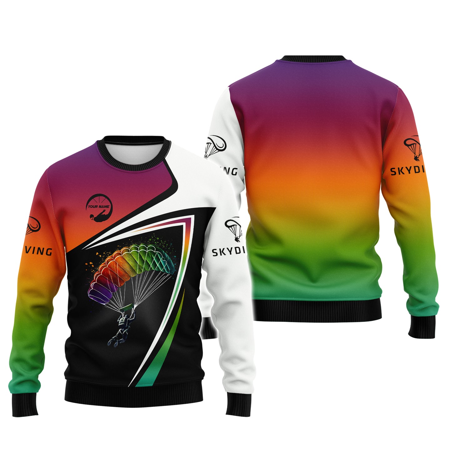 3D Full Print Skydiving Adventure Zipper Hoodie Personalized Name Gift For Skydiving Lovers