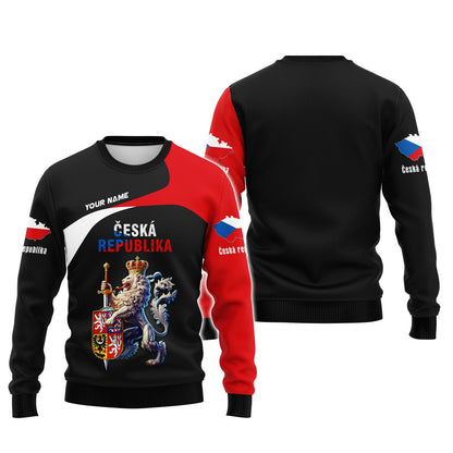 Sudadera con capucha y cremallera 3D con nombre personalizado de Ceska Republika, regalo personalizado para los amantes de la República Checa