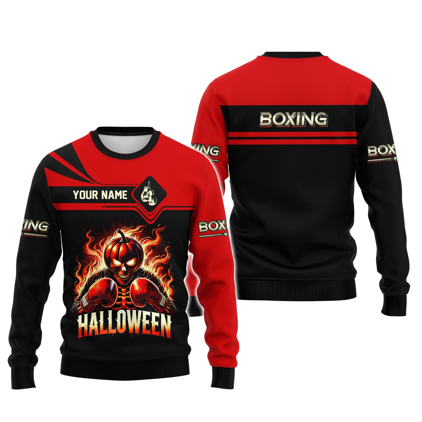 T-shirts personnalisés d'Halloween Citrouille Boxe d'Halloween T-shirt 3D Cadeau pour les amoureux d'Halloween