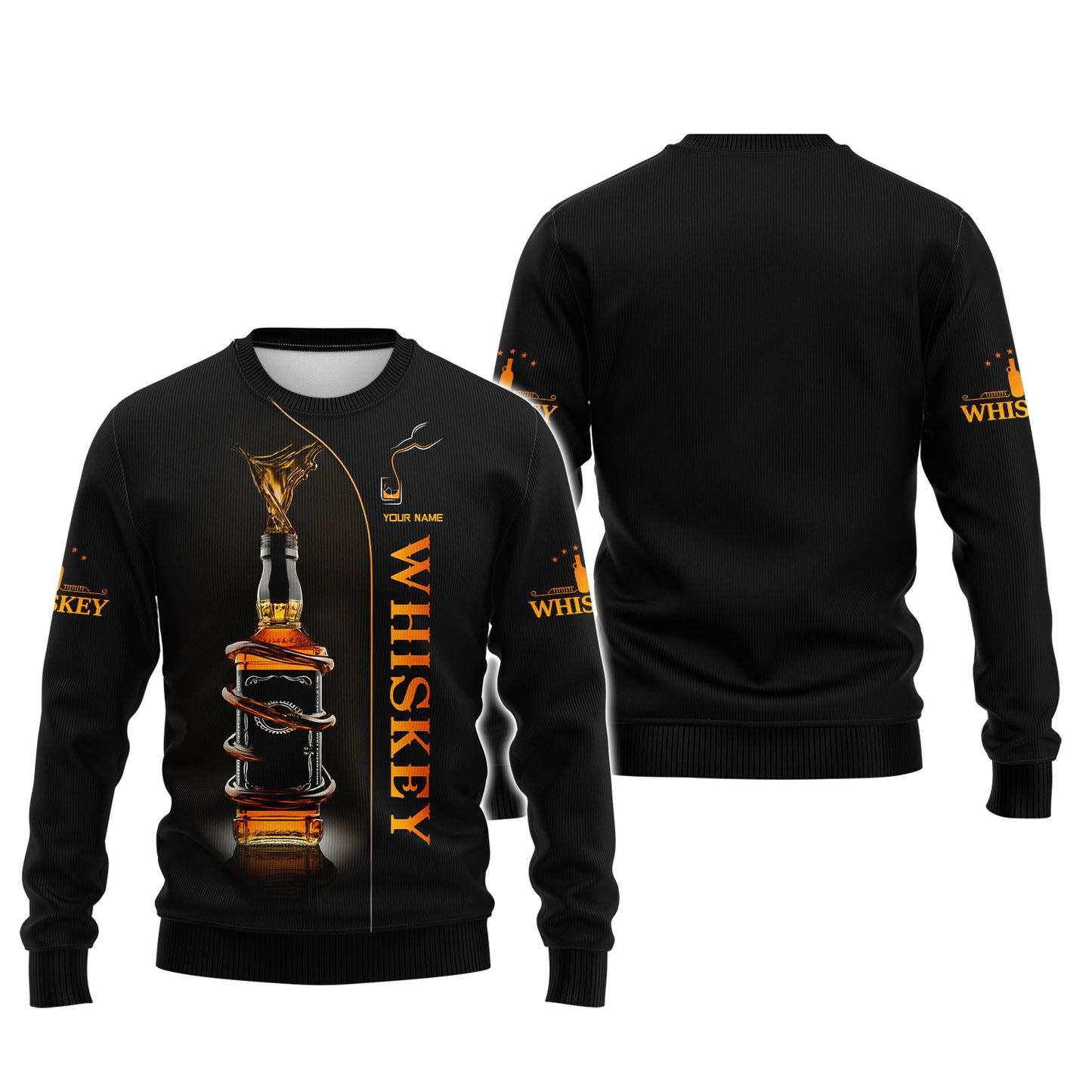 3D Full Print Custom Whiskey Bottle Splash T-shirt Personalized Name Gift For Whiskey Lovers