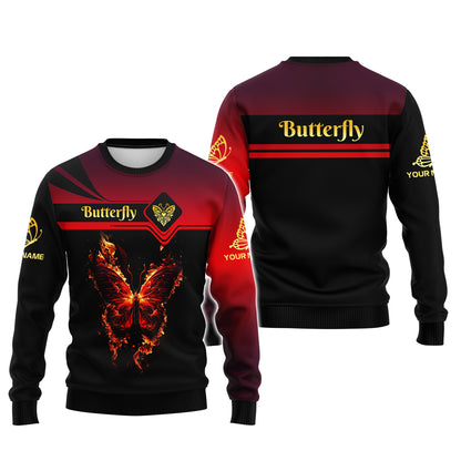 Butterfly Custom Name 3D Shirt Fiery Butterfly Gift For Butterfly Lovers