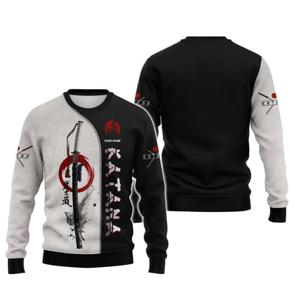 Sudadera con capucha y cremallera con estampado 3D de Katana Samurai, regalo para amantes de la Katana