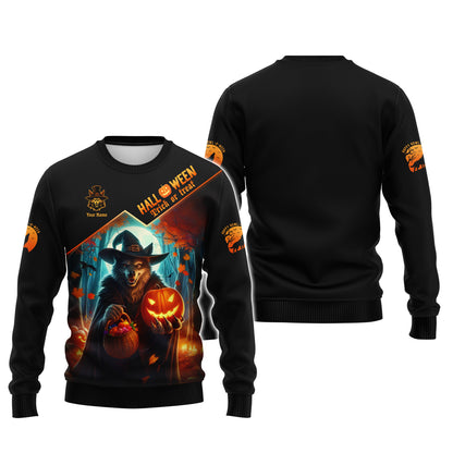 Camisetas personalizadas de Halloween Camiseta 3D de lobo y bruja Regalo para amantes de Halloween