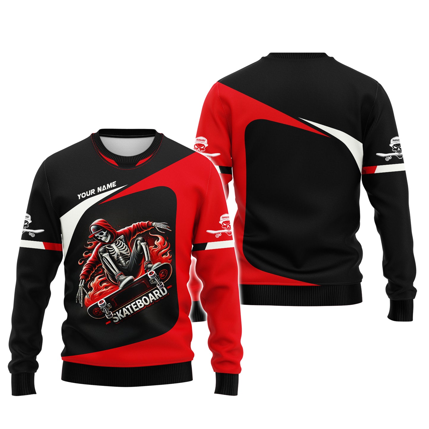 3D Full Print Skull Skateboard T-Shirts Personalized Name Gift For Skateboard Lovers