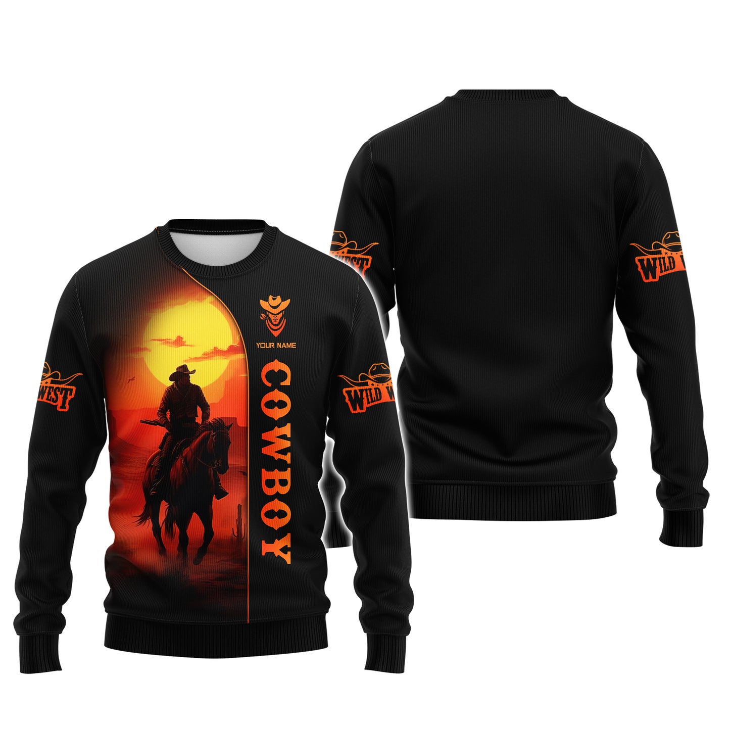 Camisetas con estampado 3D completo de vaquero montando a caballo, regalo con nombre personalizado para amantes de los vaqueros