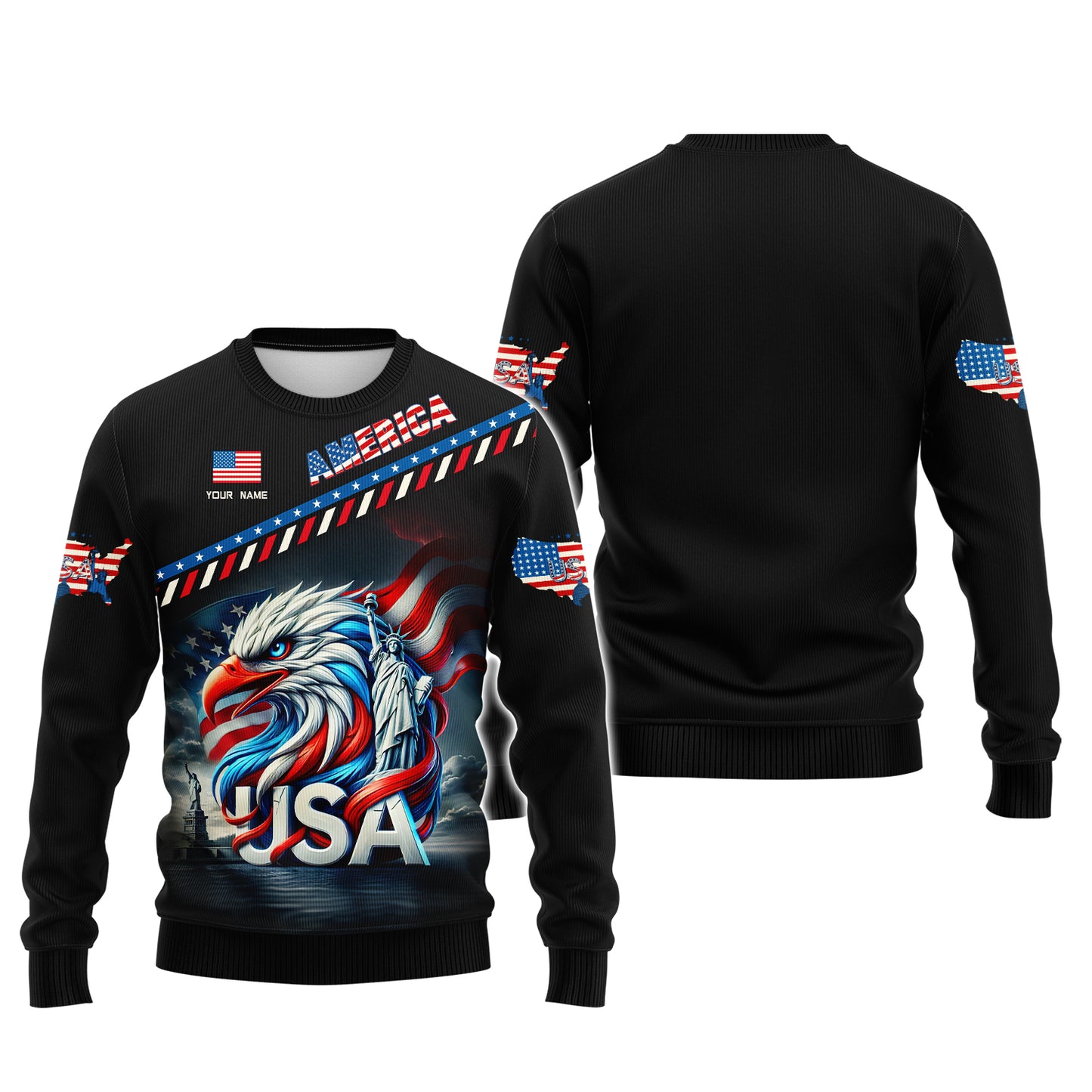 Camiseta unisex americana con nombre personalizado, camiseta con águila americana, camiseta para amantes de Estados Unidos