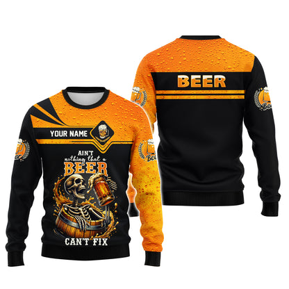 Camisetas con nombre personalizado de cerveza No hay nada que una cerveza no pueda arreglar Camiseta 3D Regalo para amantes de la cerveza