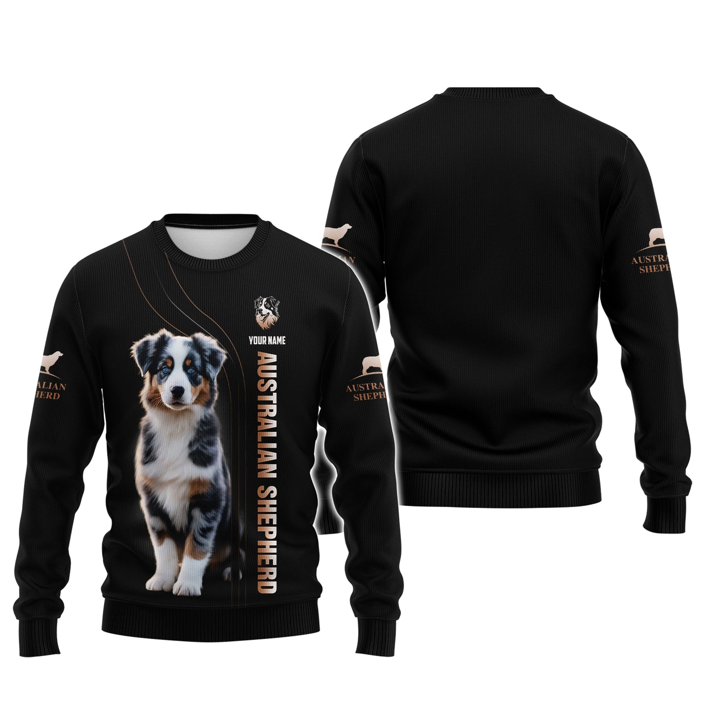 T-shirt personnalisé avec nom de chiot berger australien en 3D, cadeau pour les amoureux des chiens