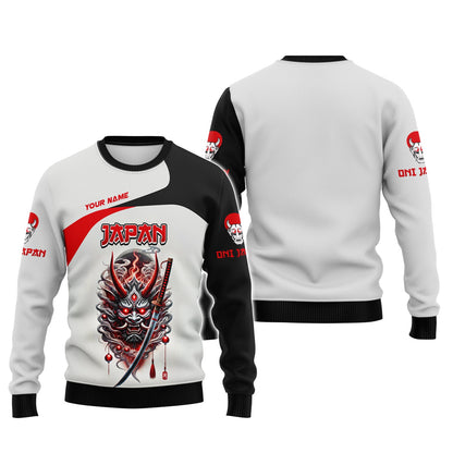 Sudadera con capucha y cremallera personalizada con máscara de Oni de Japón, regalo de camiseta japonesa en 3D para amantes de Japón