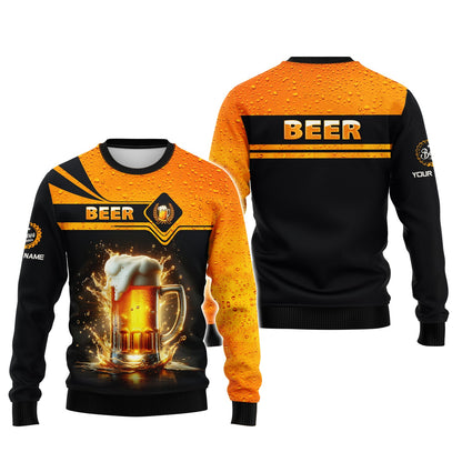 Sudadera con capucha y cremallera unisex con taza de cerveza y nombre personalizado para amantes de la cerveza