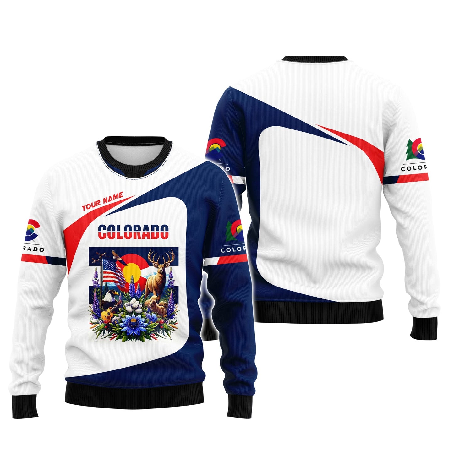 Sudadera con capucha y cremallera de Colorado con impresión completa en 3D, regalo con nombre personalizado para amantes de Colorado