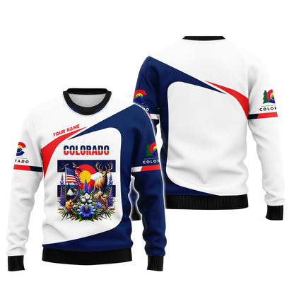 Sudadera con capucha y cremallera de Colorado con impresión completa en 3D, regalo con nombre personalizado para amantes de Colorado