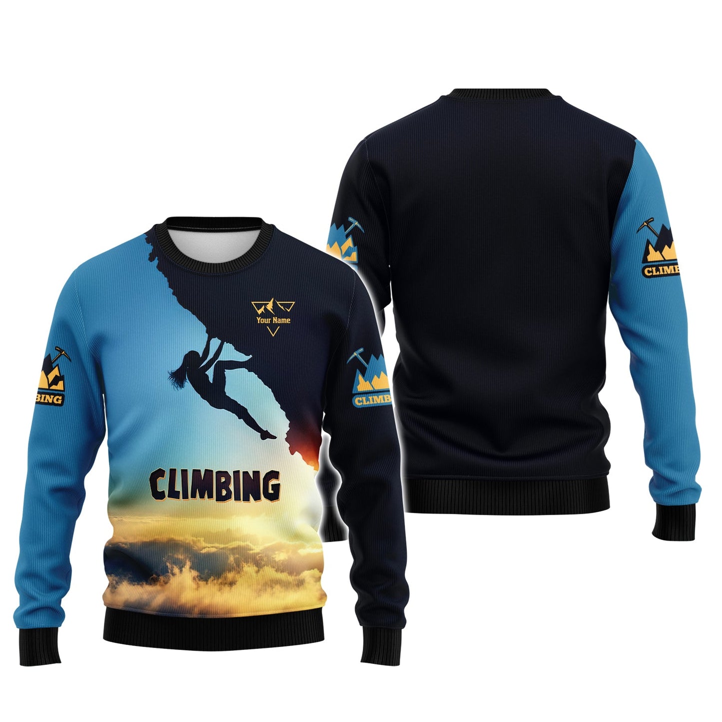 Climbing With Sunset Custom T-Shirts Gift For Climbing Lovers 3D Zipper Hoodie