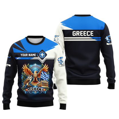 Camiseta personalizada con el nombre de Heracles y la bandera de Grecia con impresión 3D completa para amantes de Grecia