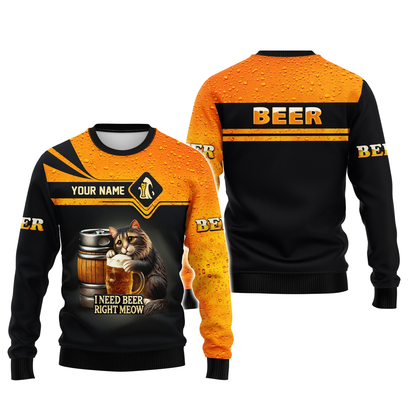 Beer Personalized 3D Shirt I Need Beer Right Meow Custom Name Shirt Gift For Beer Lovers