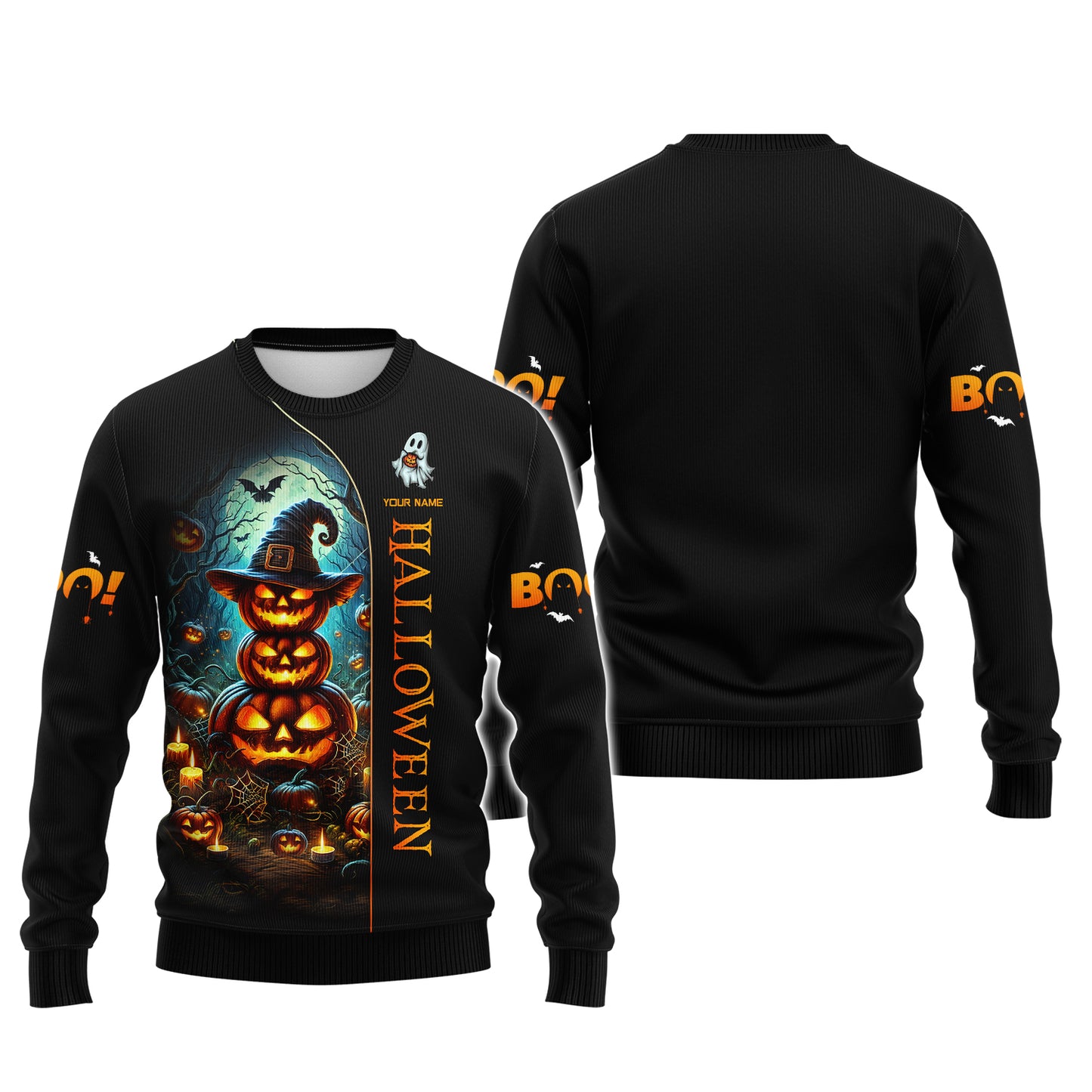 Sweat à capuche personnalisé avec fermeture éclair et citrouille d'Halloween, cadeau pour les amoureux d'Halloween en 3D