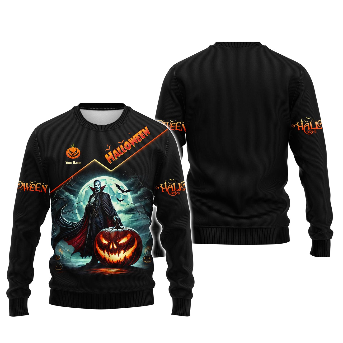 3D Full Print Dracula With Pumpkin T-Shirts Personalized Name Gift For Halloween Lovers