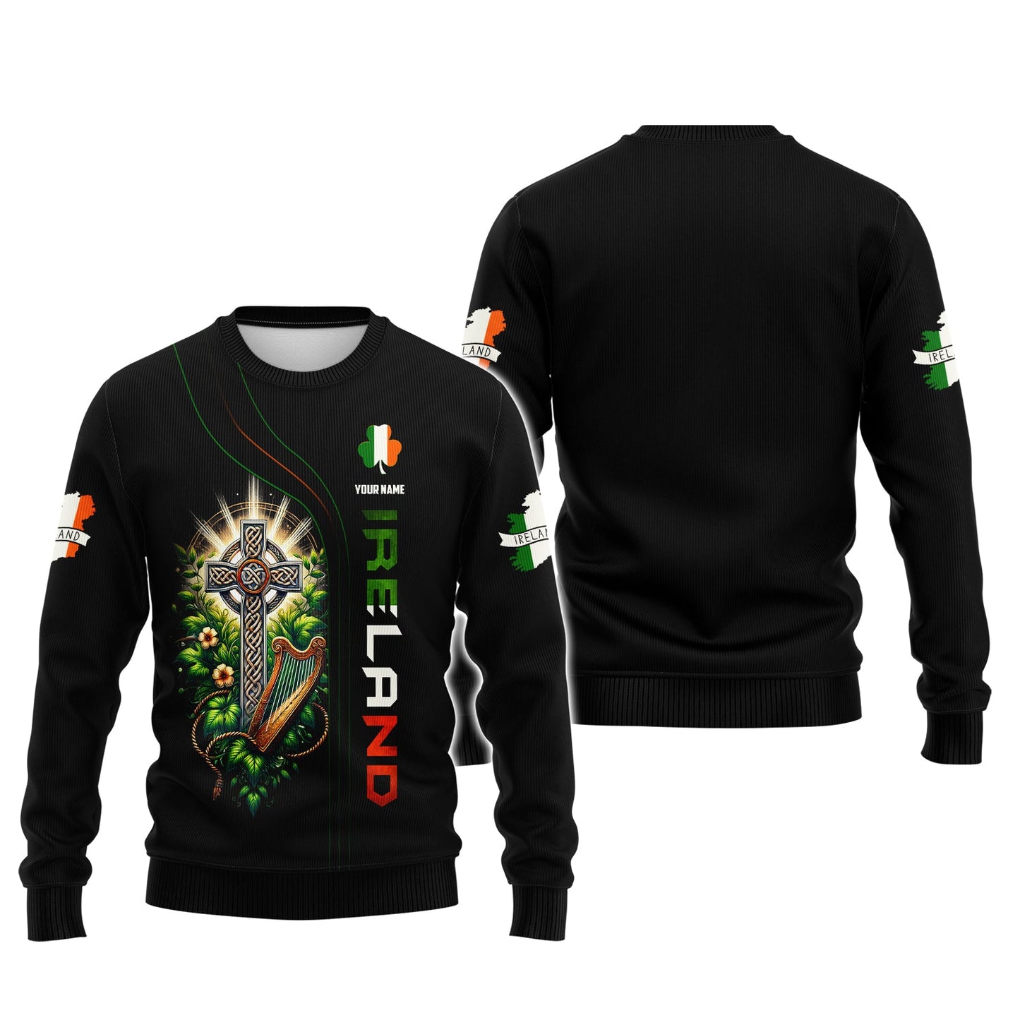 Camisetas personalizadas con cruz celta, sudadera con cremallera 3D de Irlanda, regalo para amantes irlandeses