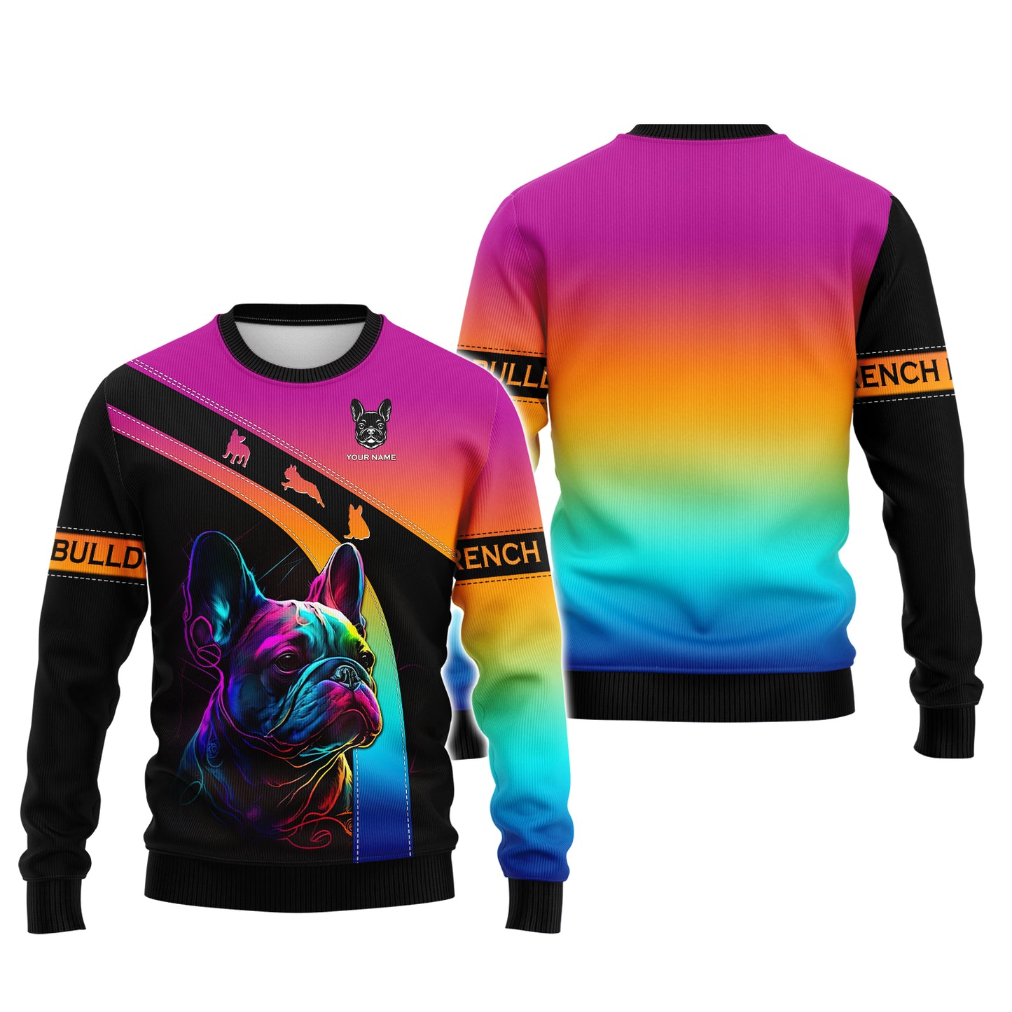 3D Full Print Vibrant French Bulldog T-Shirt Personalized Name Gift For Dog Lovers