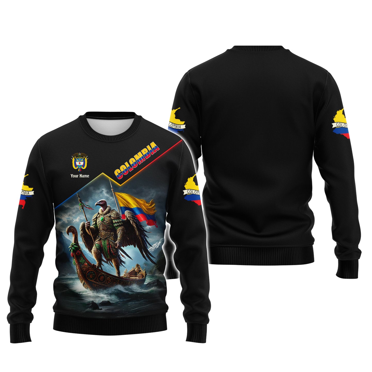 Andean Condor Warrior With Colombia Flag Custom T-Shirts Gift For Colombia Lovers