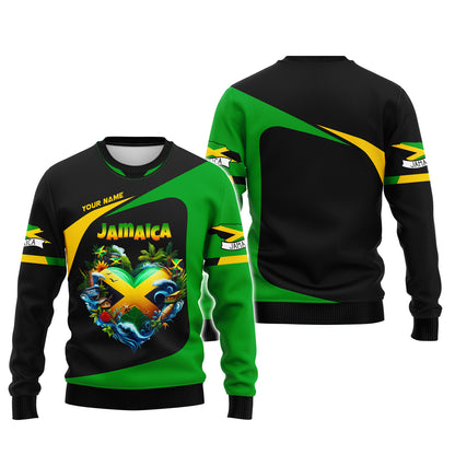 Jamaica Heart Culture Custom Name 3D Shirt Personalized Gift For Jamaican Lovers