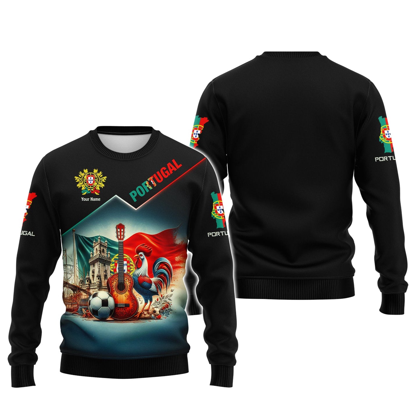 Sweat à capuche unisexe avec fermeture éclair Portugal, impression 3D complète, chemise Portugal, cadeau personnalisé pour les amoureux du Portugal