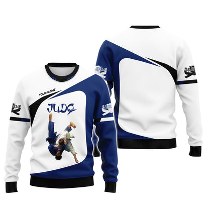 Sudadera con capucha y cremallera 3D con nombre personalizado de judo Regalo con nombre personalizado para amantes del judo