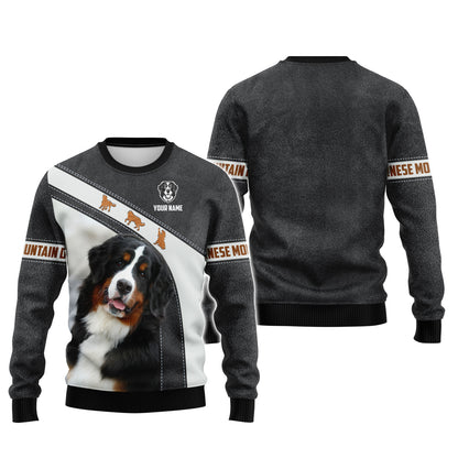 Camisetas de montaña bernesas con impresión 3D completa, regalo con nombre personalizado para amantes de los perros