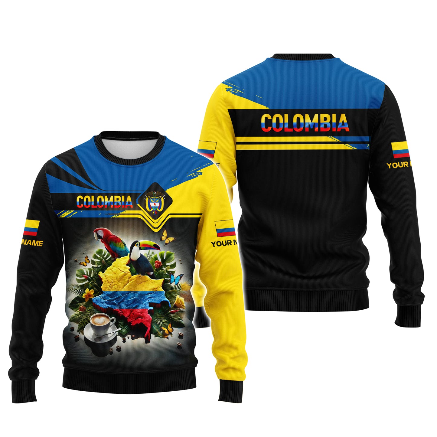 Carte de la Colombie Nom personnalisé T-shirt 3D Cadeau pour les amoureux colombiens