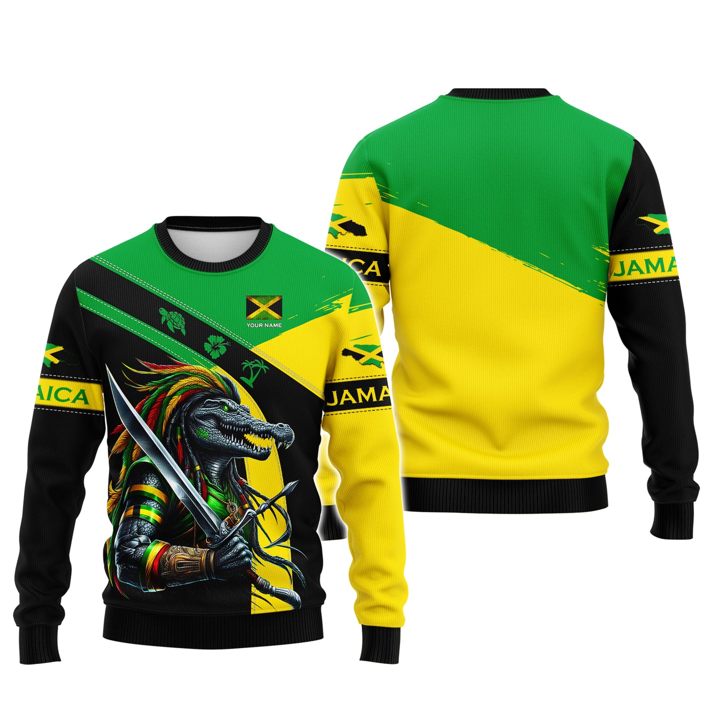 Camisetas con estampado 3D completo de guerrero cocodrilo de Jamaica, regalo con nombre personalizado para los amantes de Jamaica