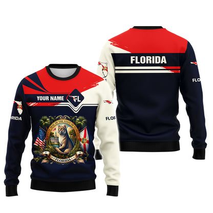 Coat Of Arms Florida Custom T- Shirts Gif For Floridian Lover 3D Shirt