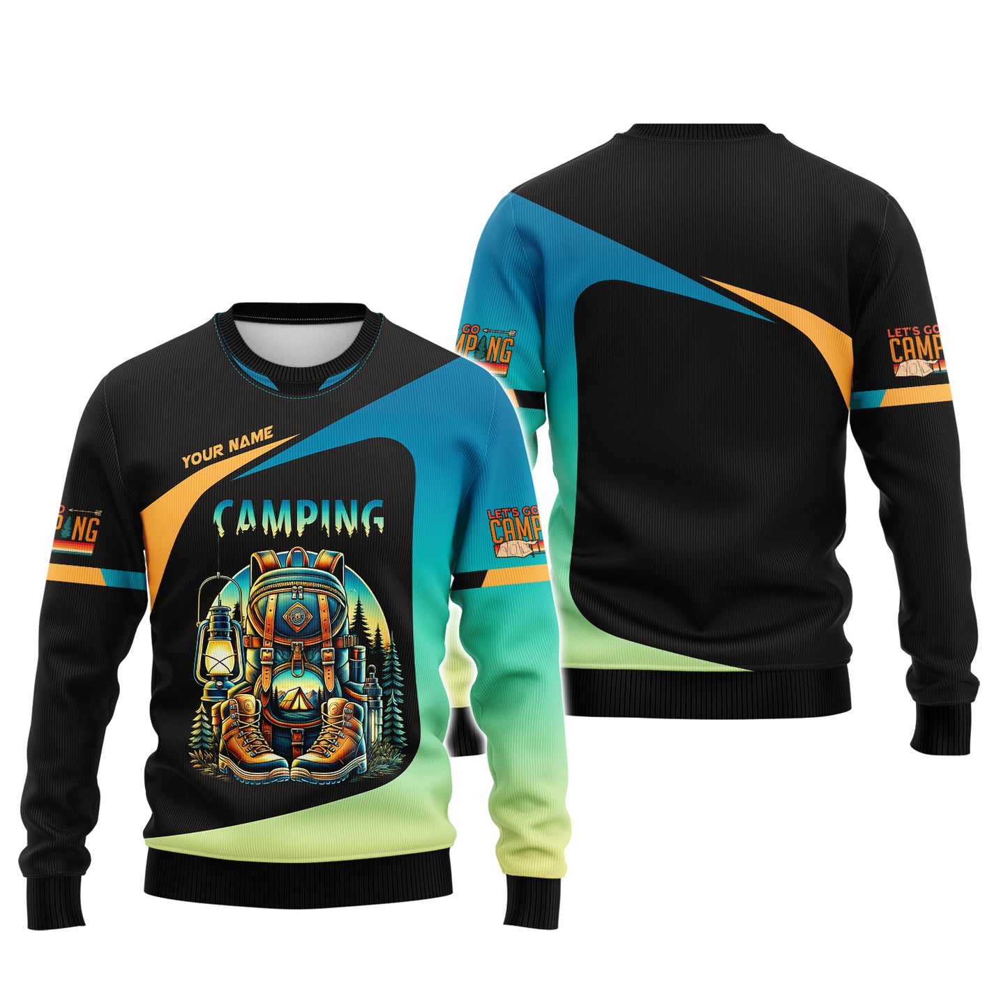 T-shirt personnalisé avec nom de camping en 3D, équipement de camping, cadeau personnalisé pour les amateurs de camping