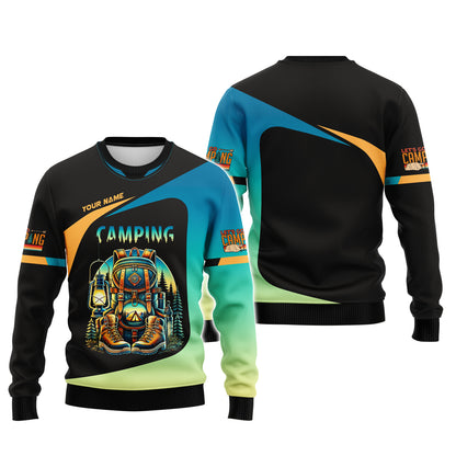 Sudadera con capucha y cremallera 3D con nombre personalizado para acampar, equipo de acampada, regalo personalizado para amantes de las autocaravanas