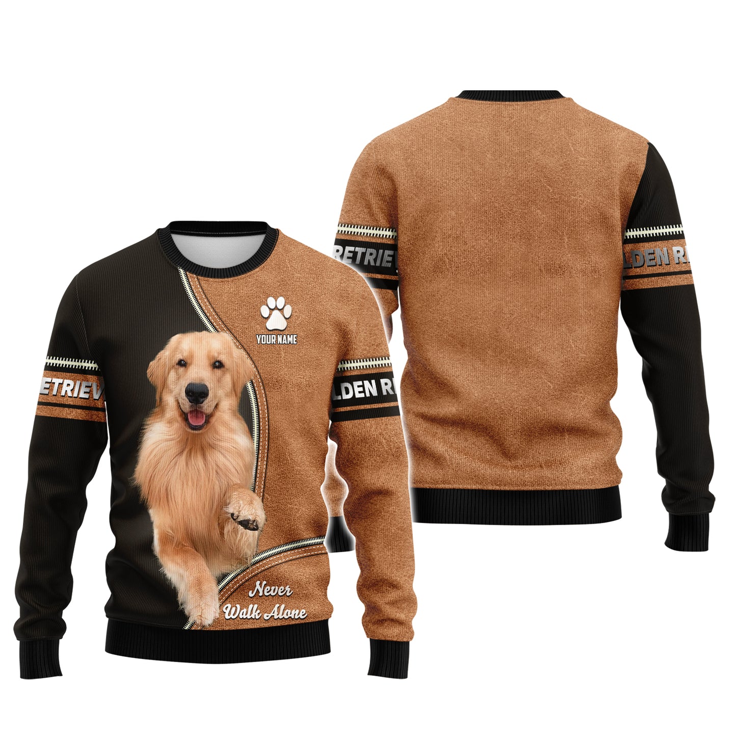 Camiseta personalizada de Golden Retriever: nunca camines solo