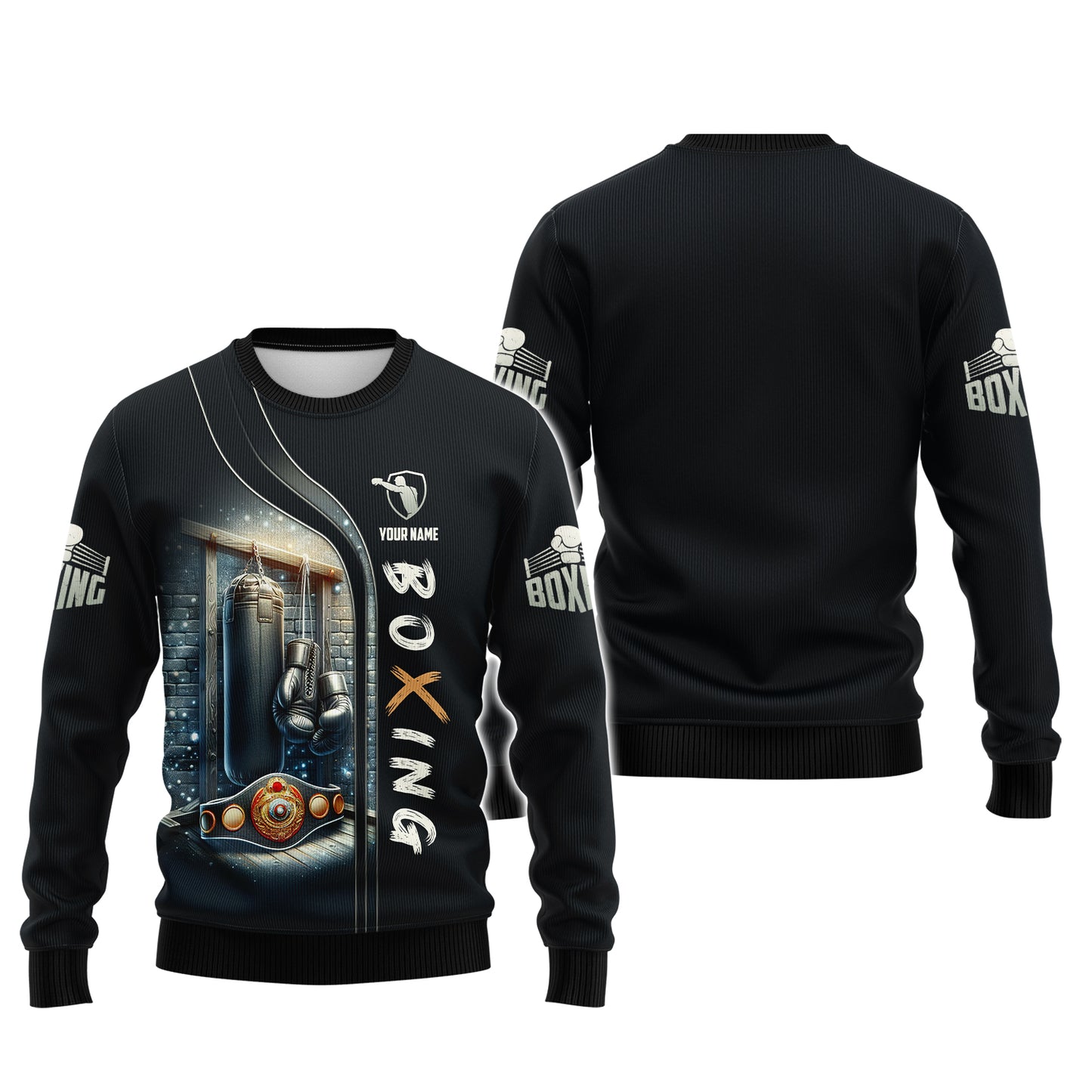 Sudadera con capucha y cremallera 3D con nombre personalizado de boxeo, regalo personalizado para amantes del boxeador