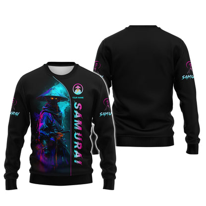 3D Full Print Samurai Neon Shirt Personalized Name Gift For Samurai Lovers