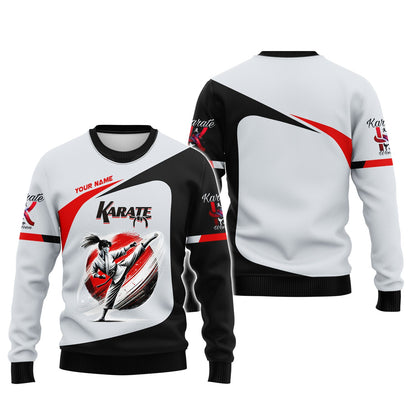 Camiseta de karate para mujer con nombre personalizado, sudadera con cremallera de karate en 3D, regalo personalizado para amantes del karate