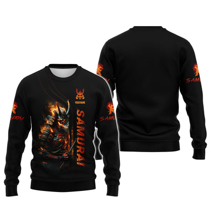 3D Full Print Samurai With Fire  Shirt Personalized Name Gift For Samurai Lovers