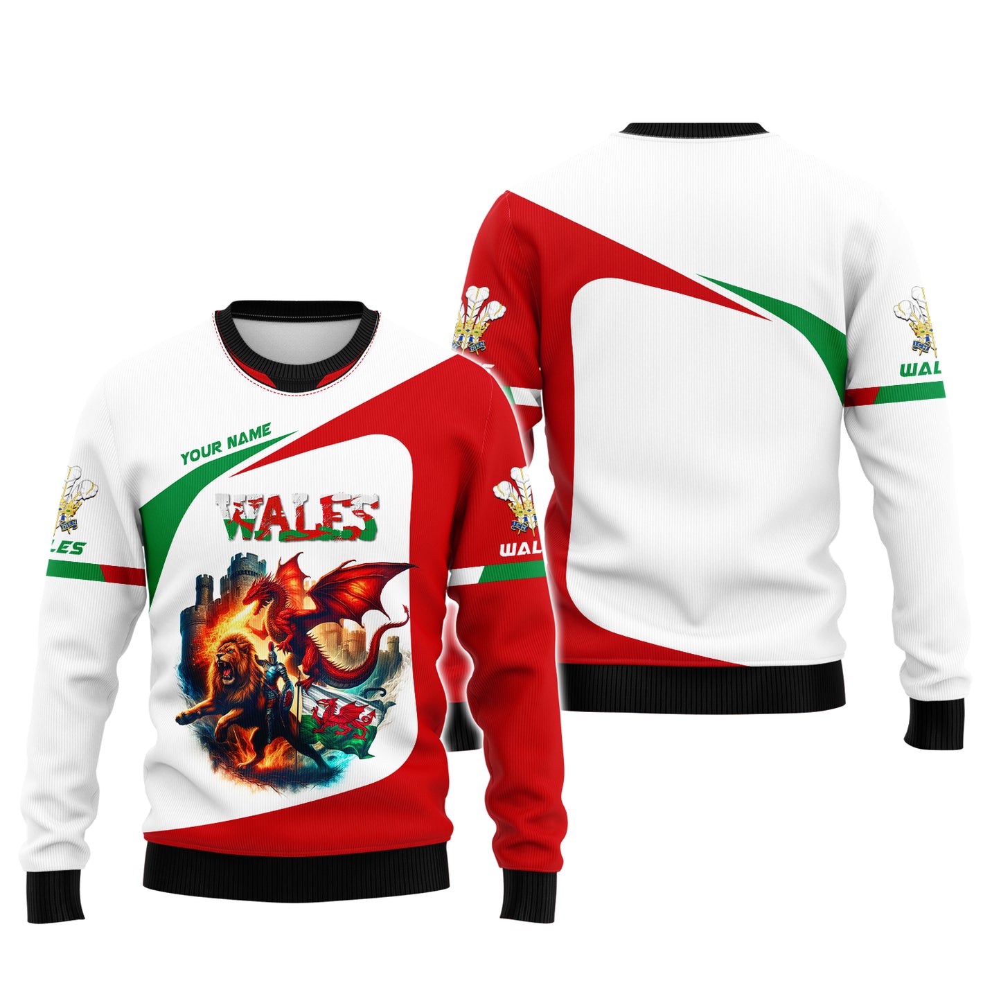 Camisetas personalizadas Flame Of Wales Camiseta con estampado completo en 3D de Gales Regalo para amantes de Gales