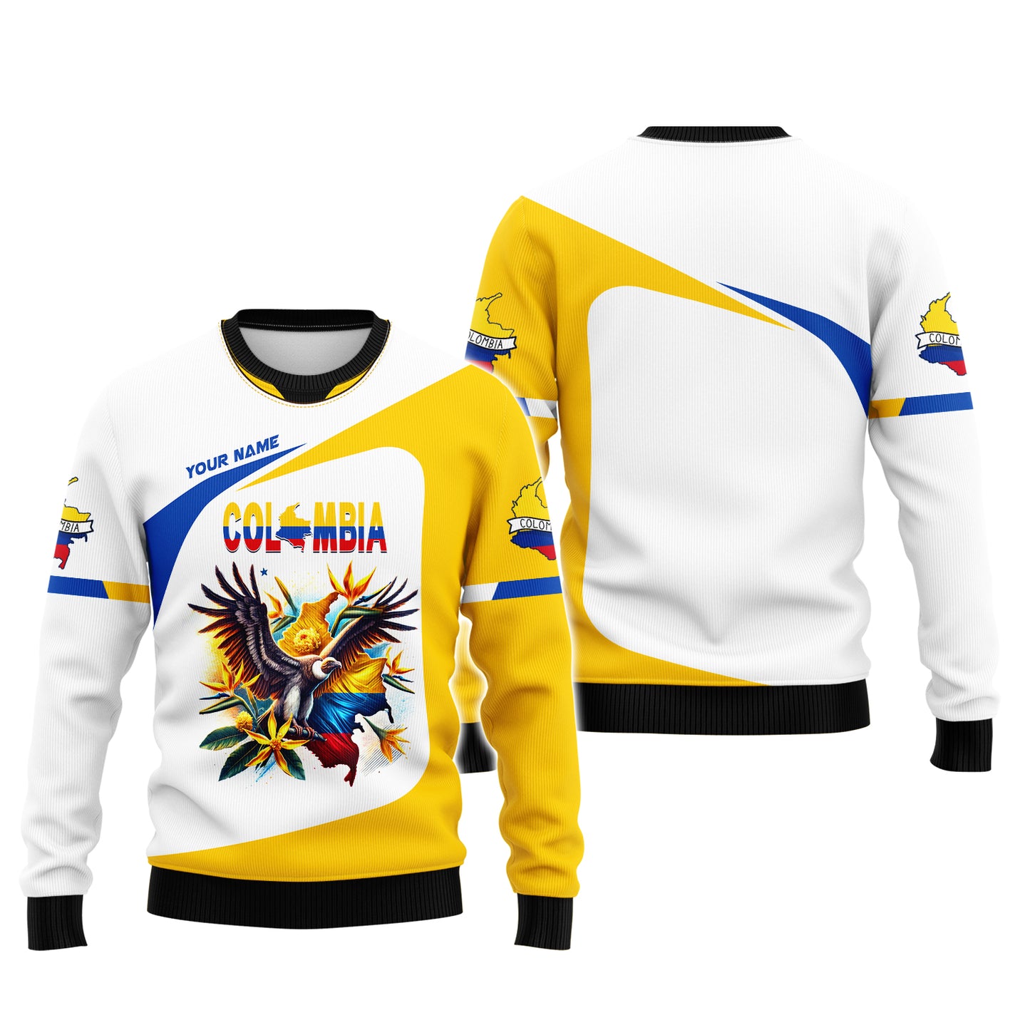 Andean Condor With Map Of Colombia Custom T-Shirts Gif For Colombian Lovers