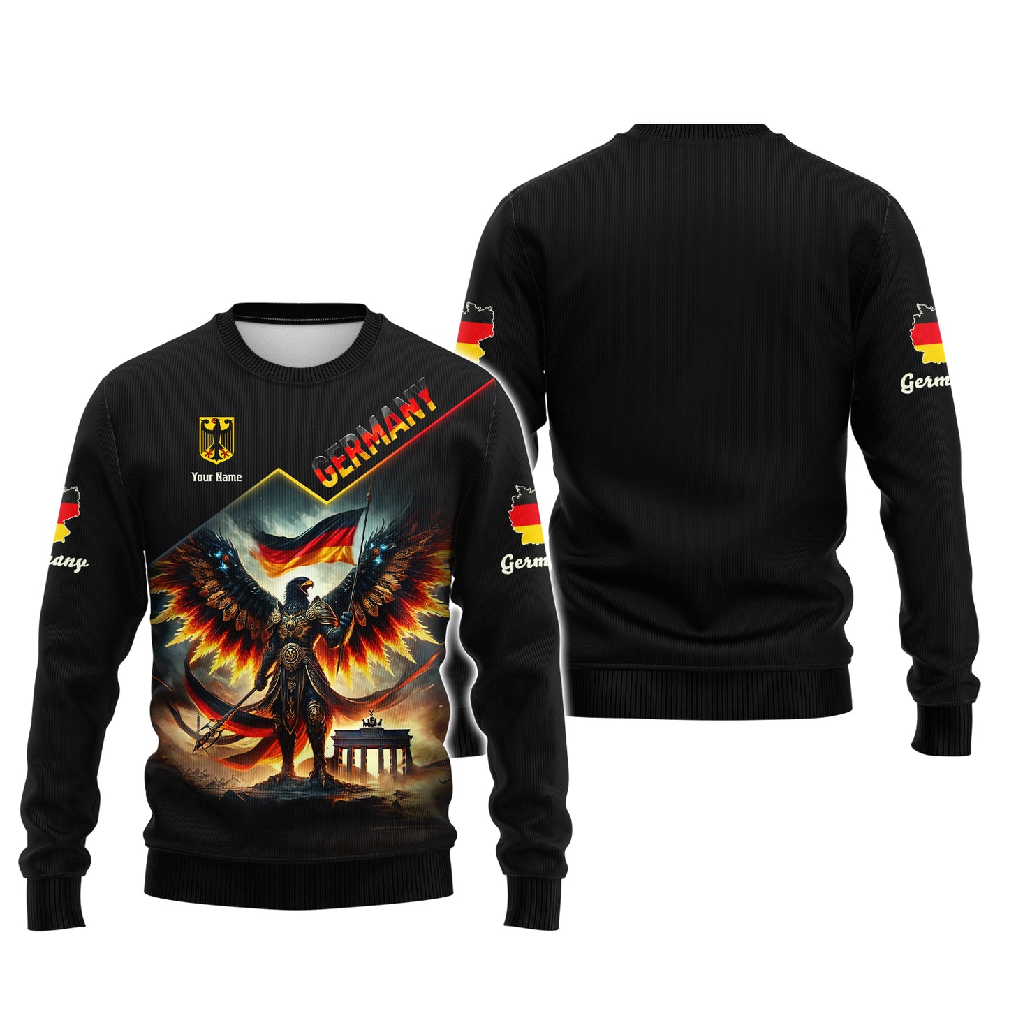 Custom T-Shirt Majestic German Eagle Warrior Personalized Name Gift For Germany Lovers