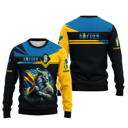 Camiseta personalizada del caballero león vikingo de Suecia, regalo para los amantes suecos