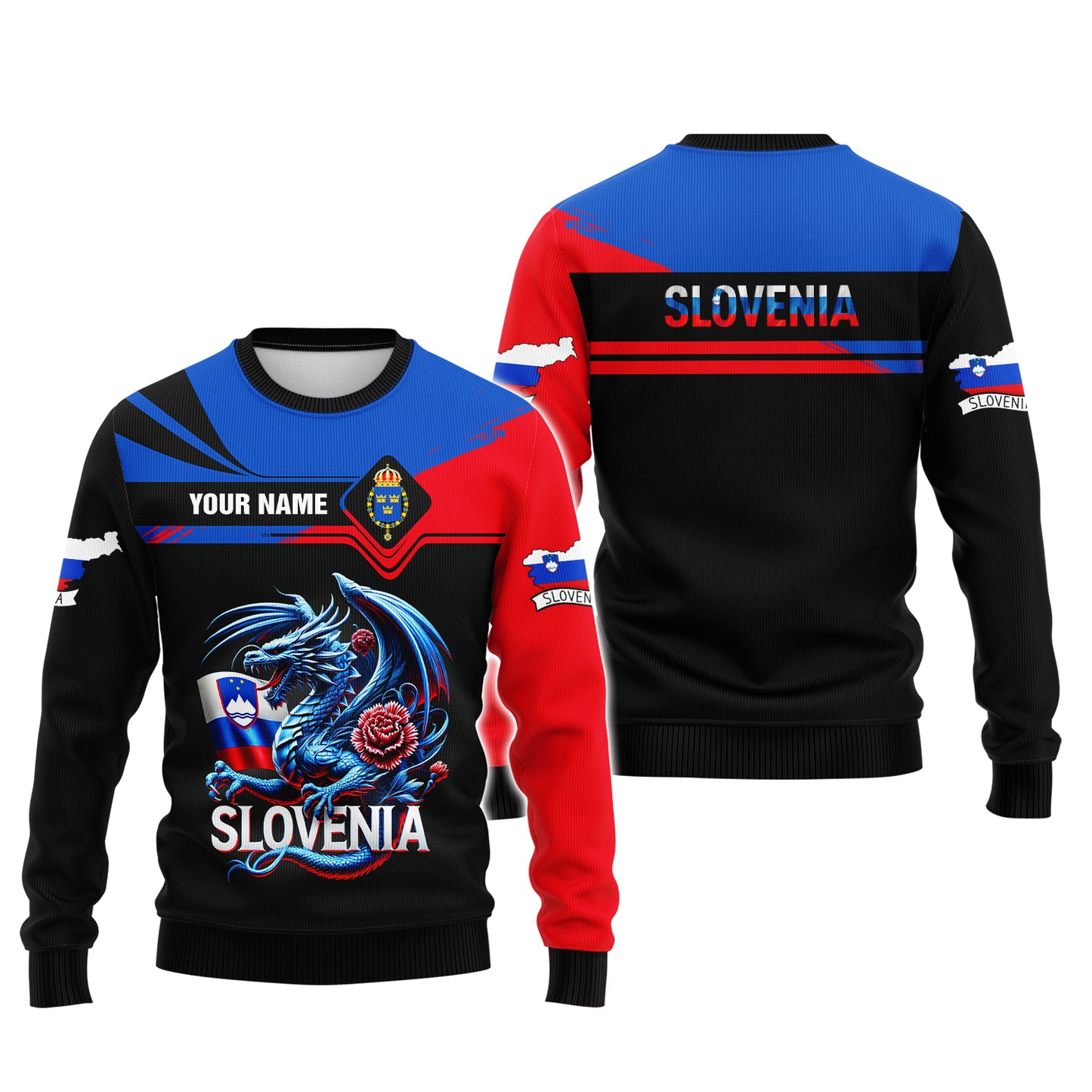 T-shirt 3D Full Print Slovenia Dragon Pride Cadeau personnalisé avec nom pour les amoureux slovènes