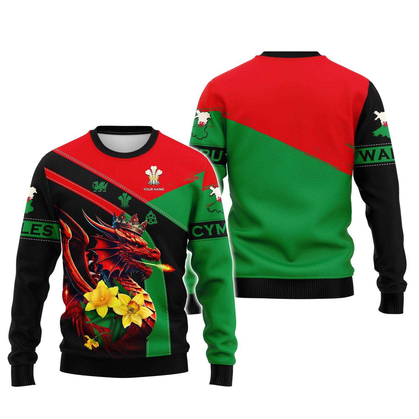 Camiseta con estampado 3D completo Love CYMRU Dragon Wales, regalo para amantes de Gales