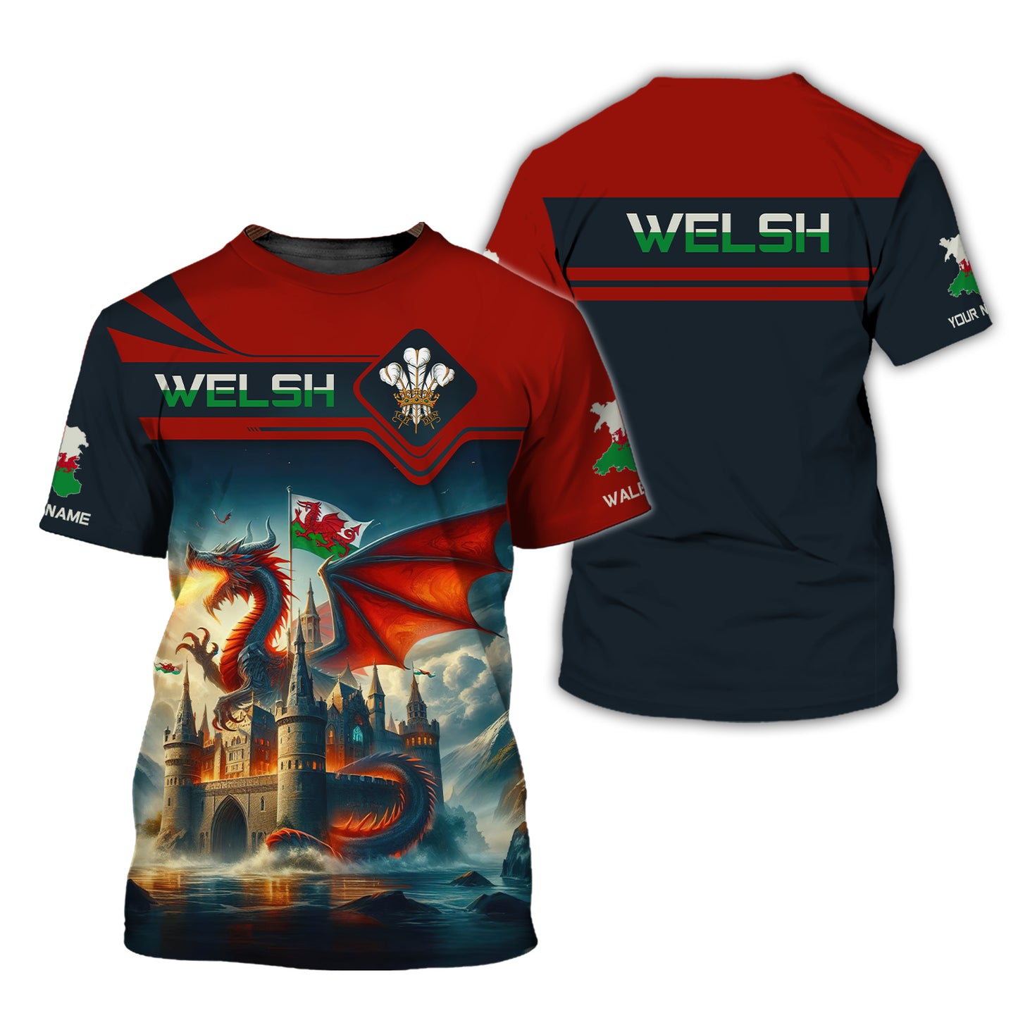 T-shirt imprimé 3D Love Wales Dragon Wales Sweat à capuche zippé Cadeau pour les amoureux du Pays de Galles