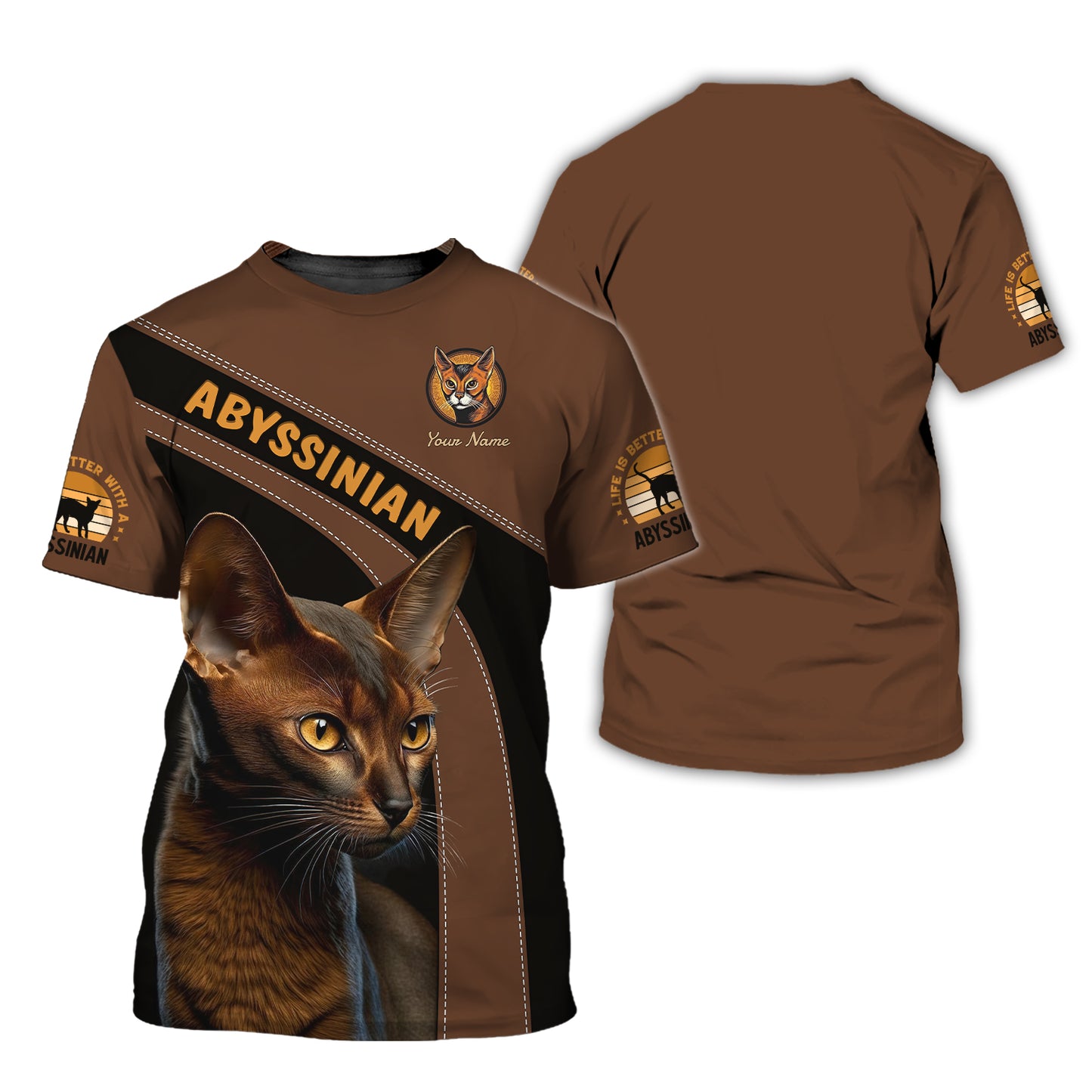 Camiseta personalizada con diseño de gato abisinio: disfruta de la elegancia de los felinos abisinios